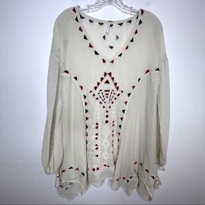 FREE PEOPLE Boho Embroidered Beaded Top